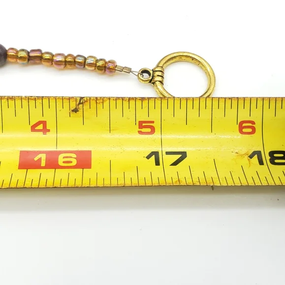 Handmade Red Creek Jasper Stone Bib Style Necklace Iridescent Glass Seed Beads - Picture 10 of 12